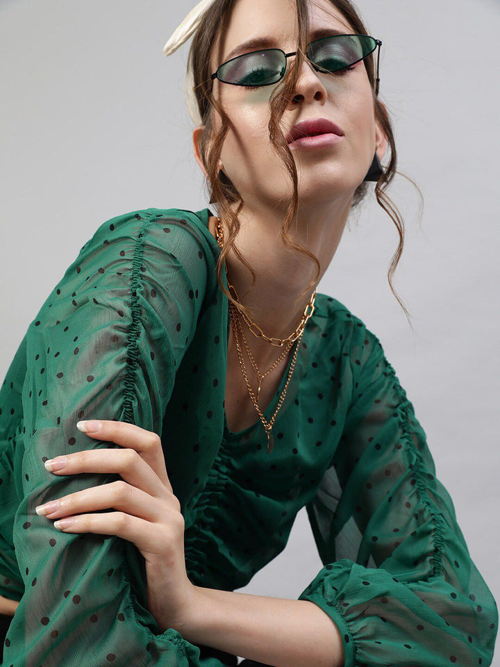 STREET 9 Green Chiffon Printed Top