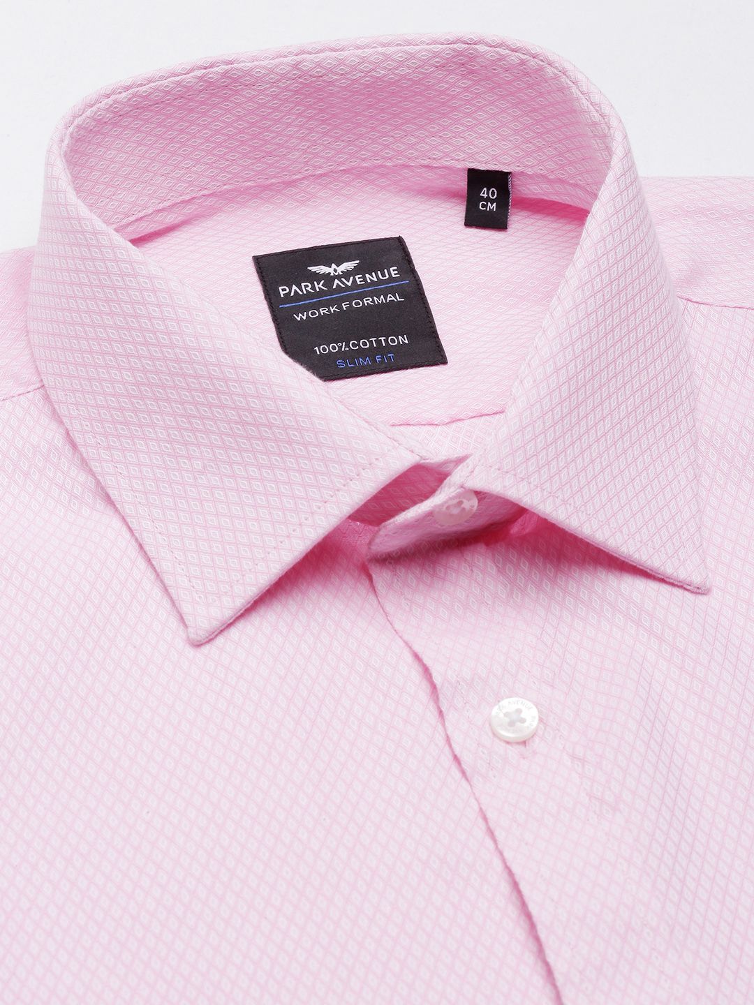 Park Avenue Pure Cotton Self Design Textured Slim Fit Opaque Formal Shirt