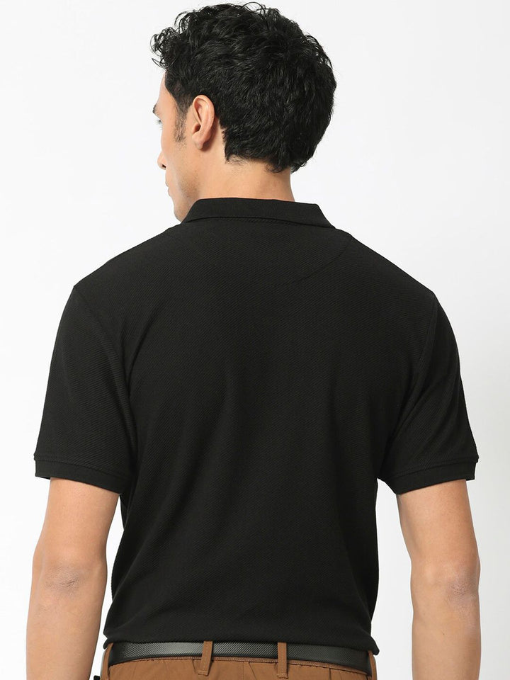 RARE RABBIT Men Rings-4 Slim Fit Solid Polo Collar T-Shirt