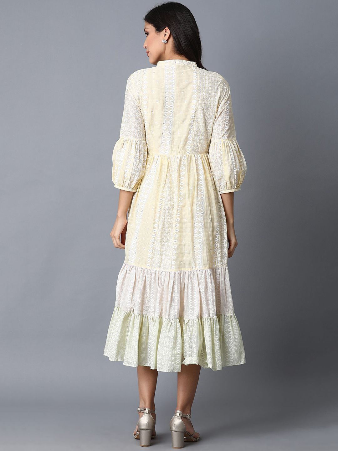 W Women Yellow Solid Empire Dress