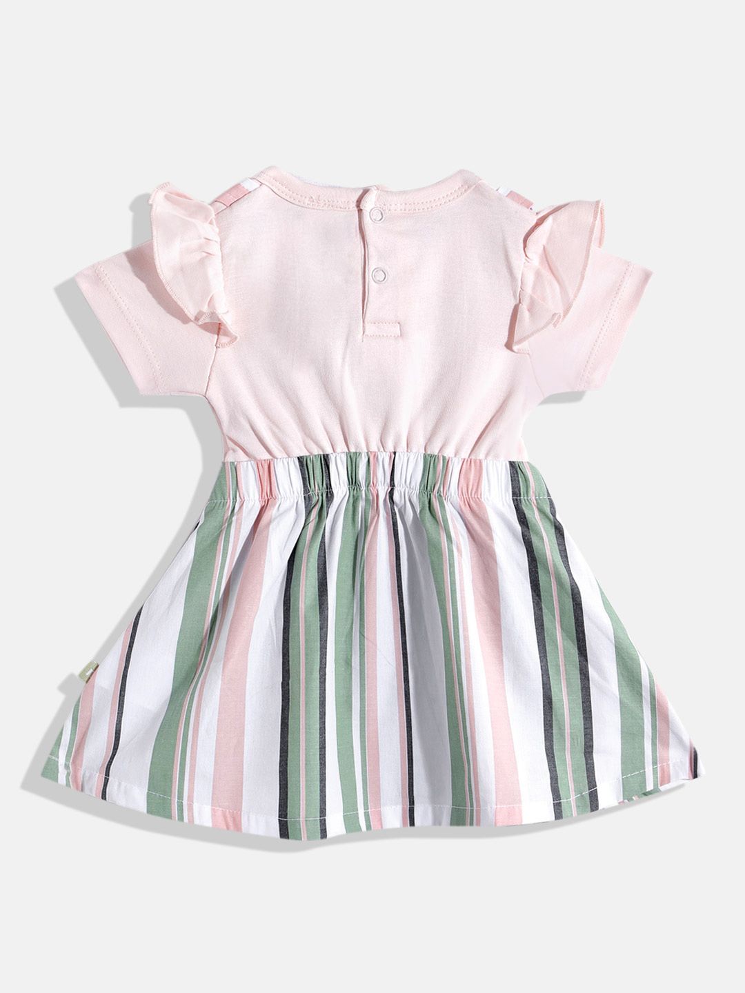 Moms Love Infant Girls Striped Bow Detail Pleated Fit & Flare Dress