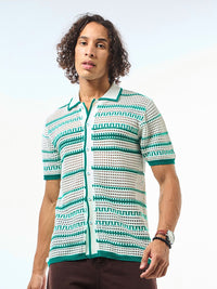 Bewakoof Self Design Pure Cotton Sheer Casual Shirt
