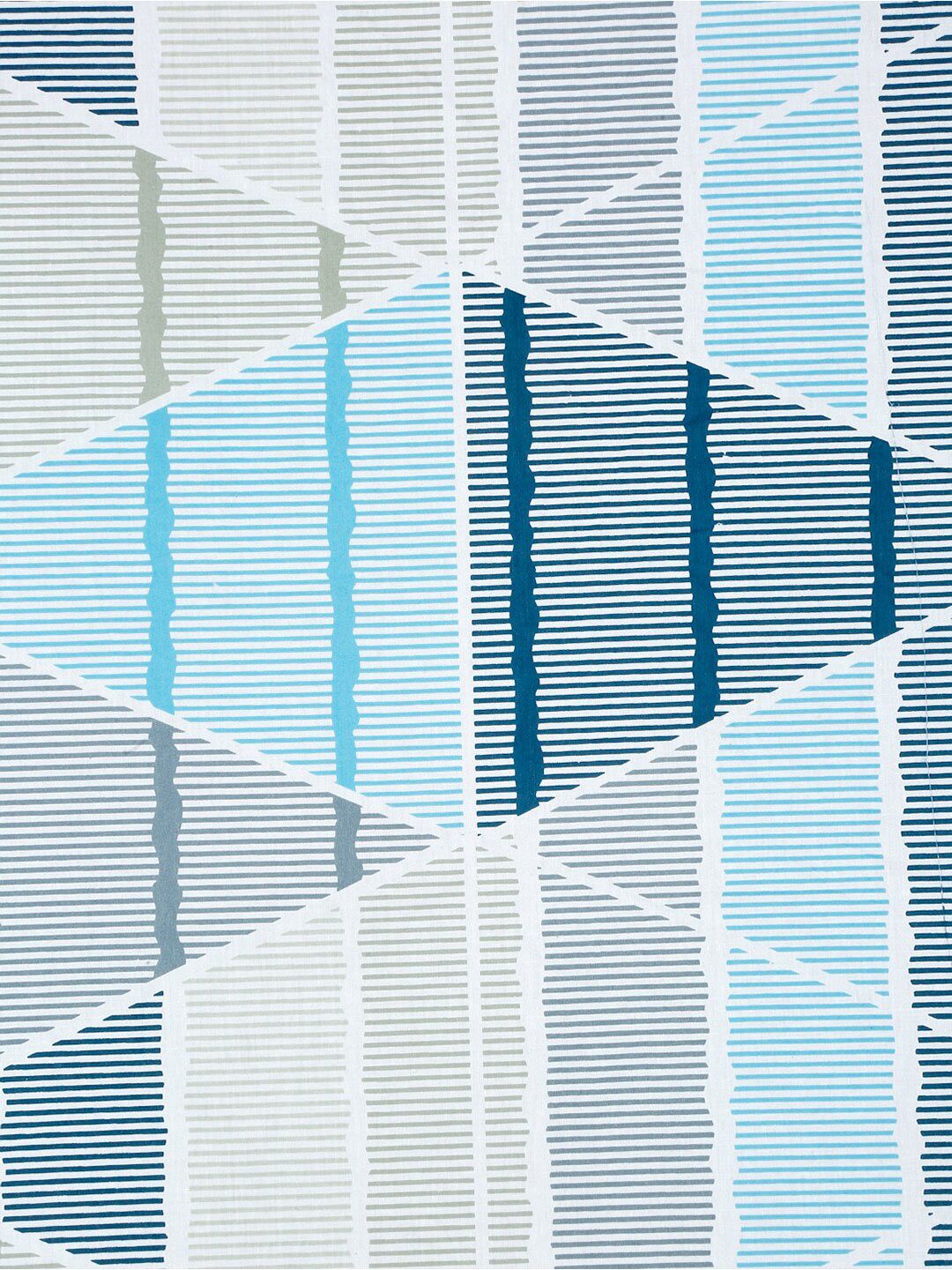 KLOTTHE Grey Geometric 400 TC Cotton Fitted Super King Bedsheet With 2 Pillow Covers