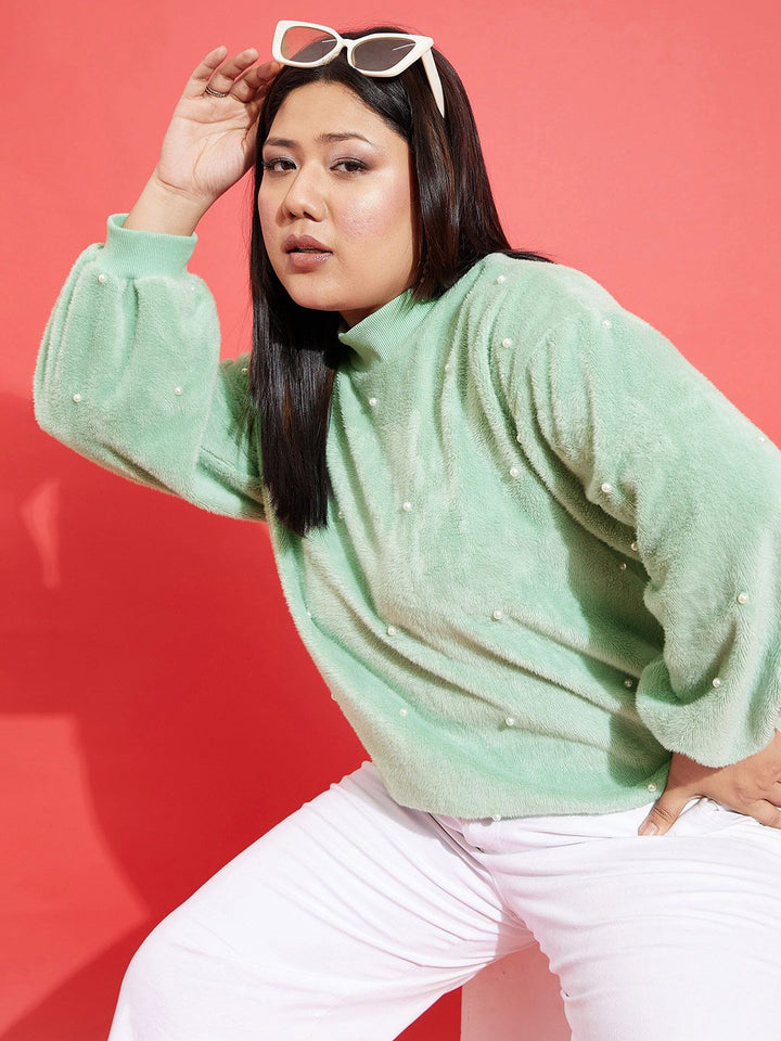 SASSAFRAS Curve Plus Size Embellished Sweatshirt