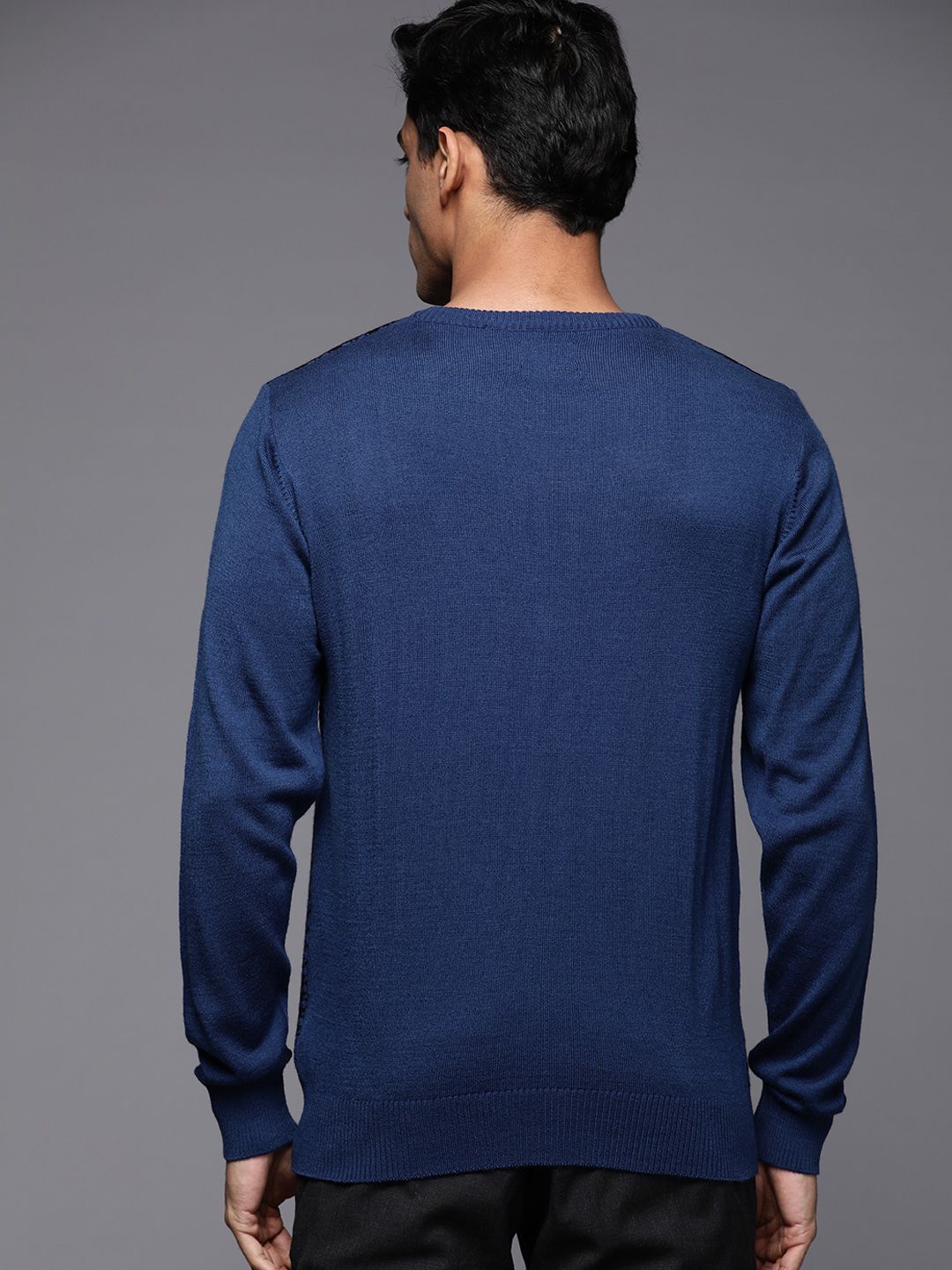 Raymond Men Blue & Black Houndstooth Sweater