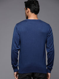 Raymond Men Blue & Black Houndstooth Sweater