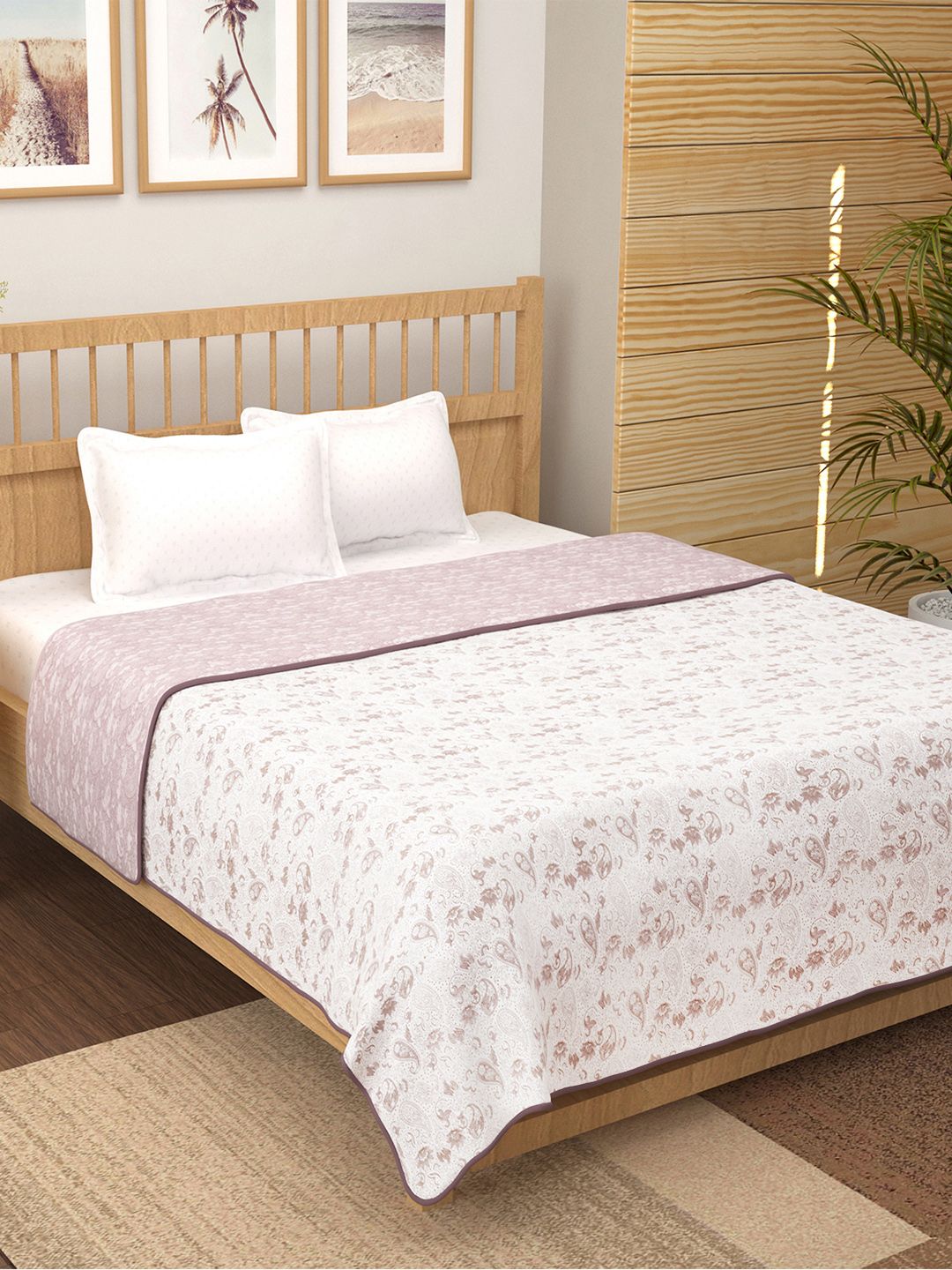 Story@home Purple & White Printed AC Room 150 GSM Reversible Cotton Double Bed Dohar