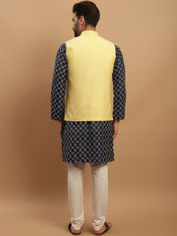 SOJANYA Geometric Embroidered Regular Kurta with Churidar & Embellished Nehru Jacket