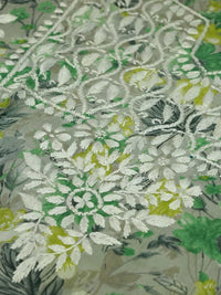 Rumah Chikankari Wanita Grey & Green Mulmul Chikankari Sulam Kurta