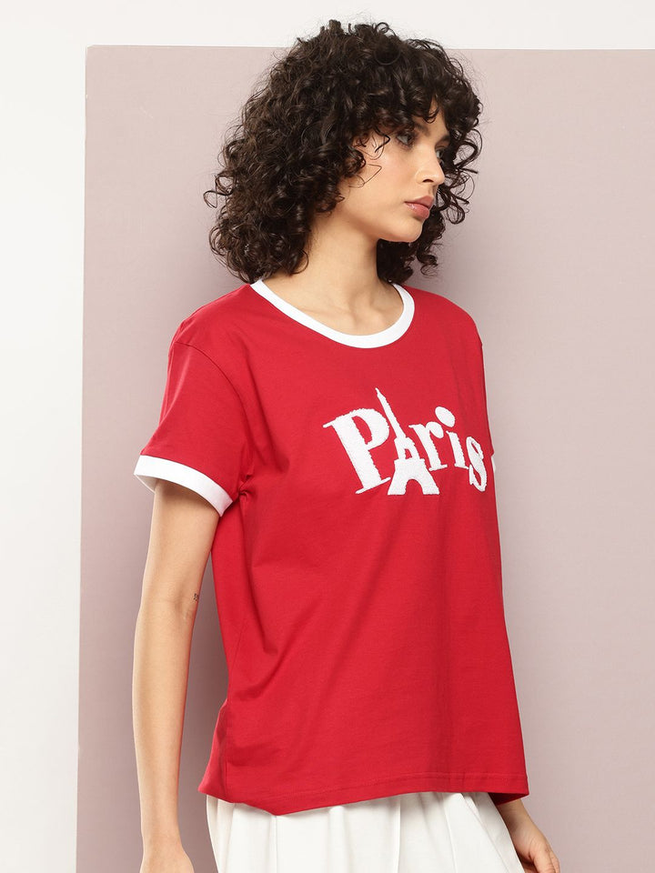 DILLINGER Typography Embroidered Pure Cotton Boxy T-shirt