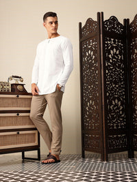 House of Pataudi Floral Embroidered Keyhole Neck Pure Cotton Jashn Kurta