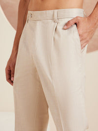 DENNISON Men Smart Tapered Fit Easy Wash Pleated Formal Trouser