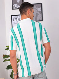 The Indian Garage Co Men Relaxed Fit Striped Flat Knit Polo Resortwear Shirt