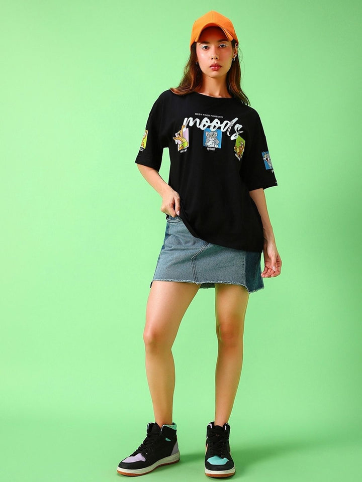 Bewakoof x Official Tom & Jerry Merchandise Friends & Feelings Print Oversized T-shirt