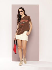 DILLINGER Women's Acid Washed Boxy Fit Varsity Printed Tshirt