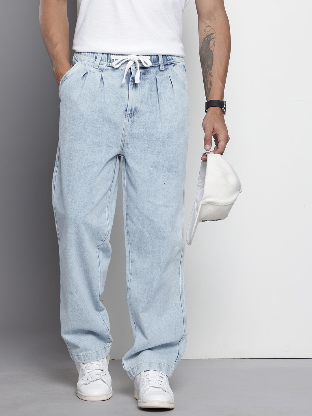 The Indian Garage Co Men Pure Cotton Relaxed Fit Heavy Fade Joggers