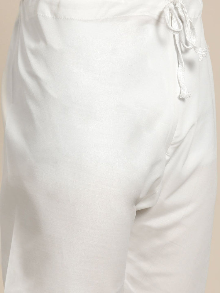 SOJANYA Lelaki Mustard Yellow & Beige Thread Work Straight Kurta Churidar & Jaket Nehru