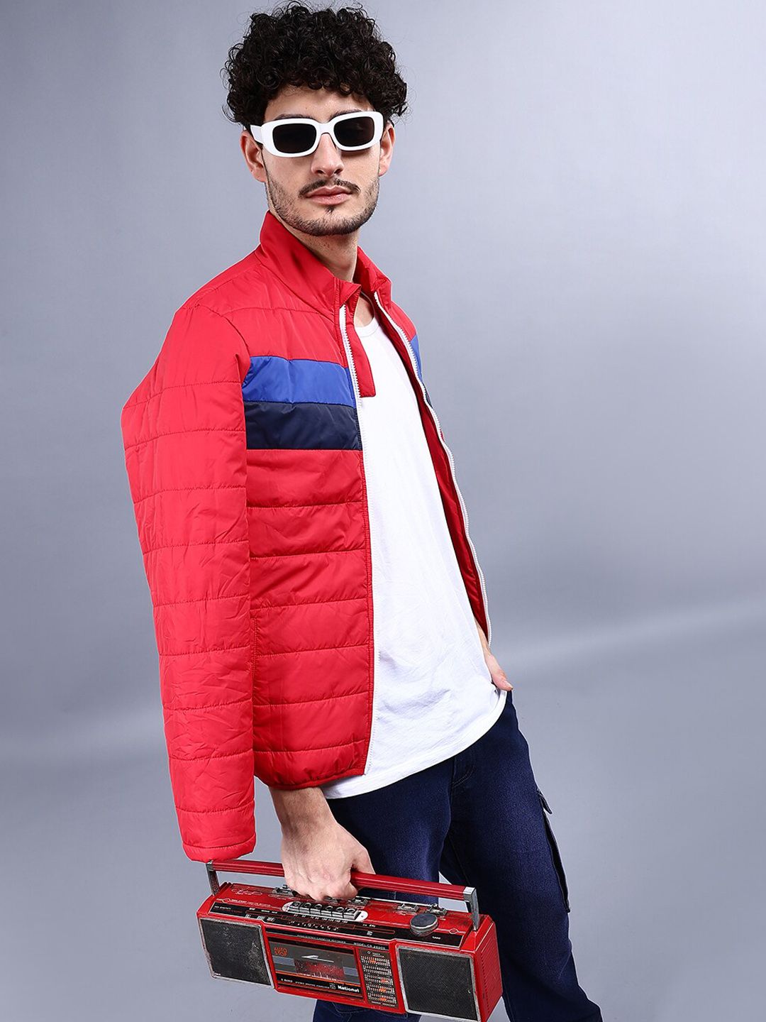 The Indian Garage Co Men Colourblock Regular Fit Puffer Jacket
