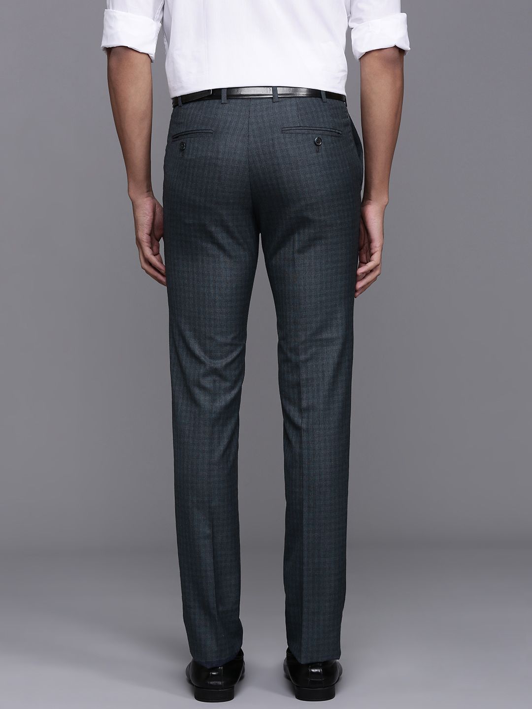 Raymond Men Checked Slim Fit Formal Trousers