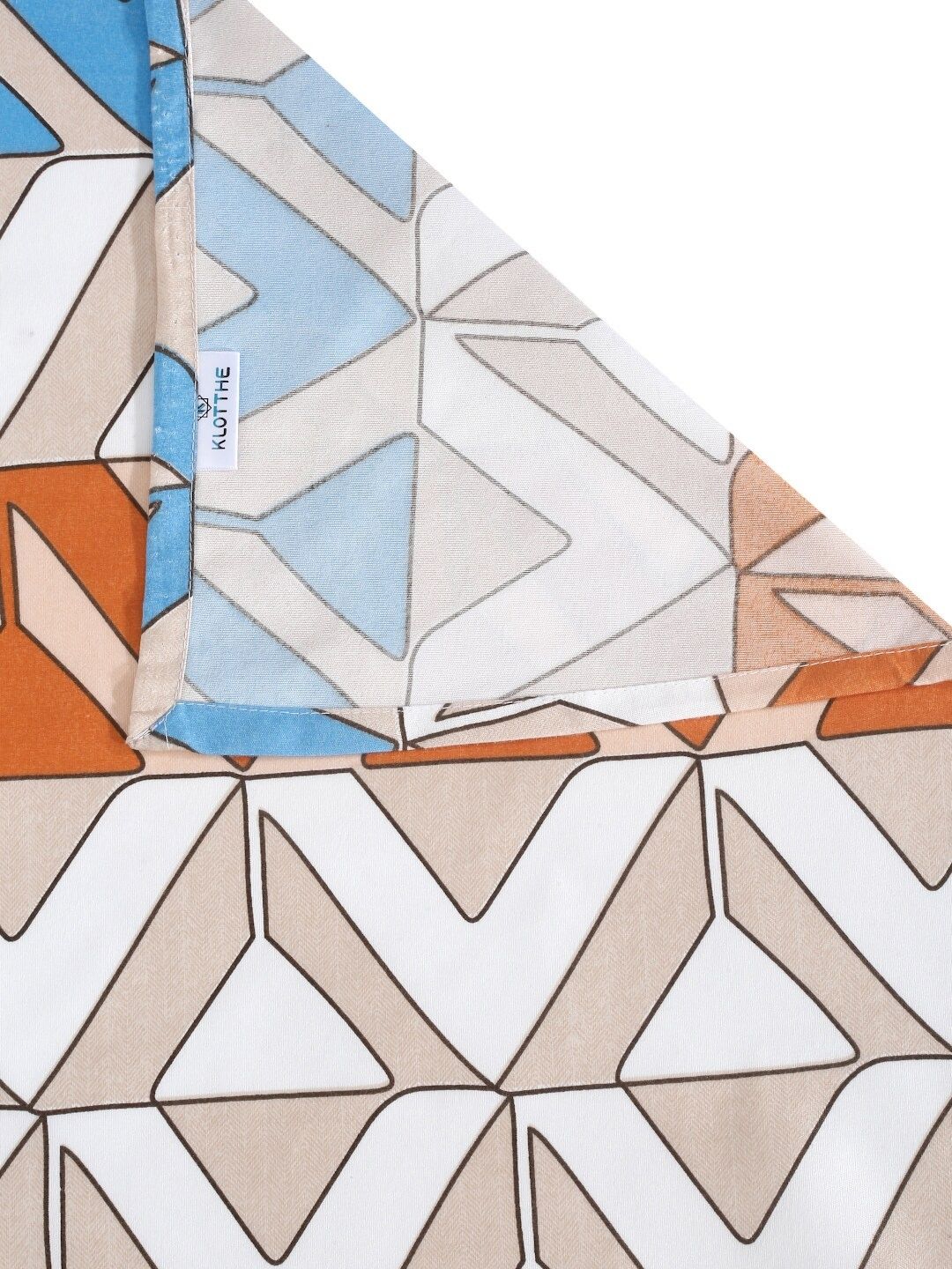 KLOTTHE Coklat Geometric Polycotton 300 TC Cadar Katil King dengan 2 Sarung Bantal-98 x 89 inci