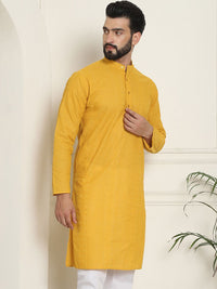 SOJANYA Geometric Embroidered Thread Work Mandarin Collar Pure Cotton Straight Kurta