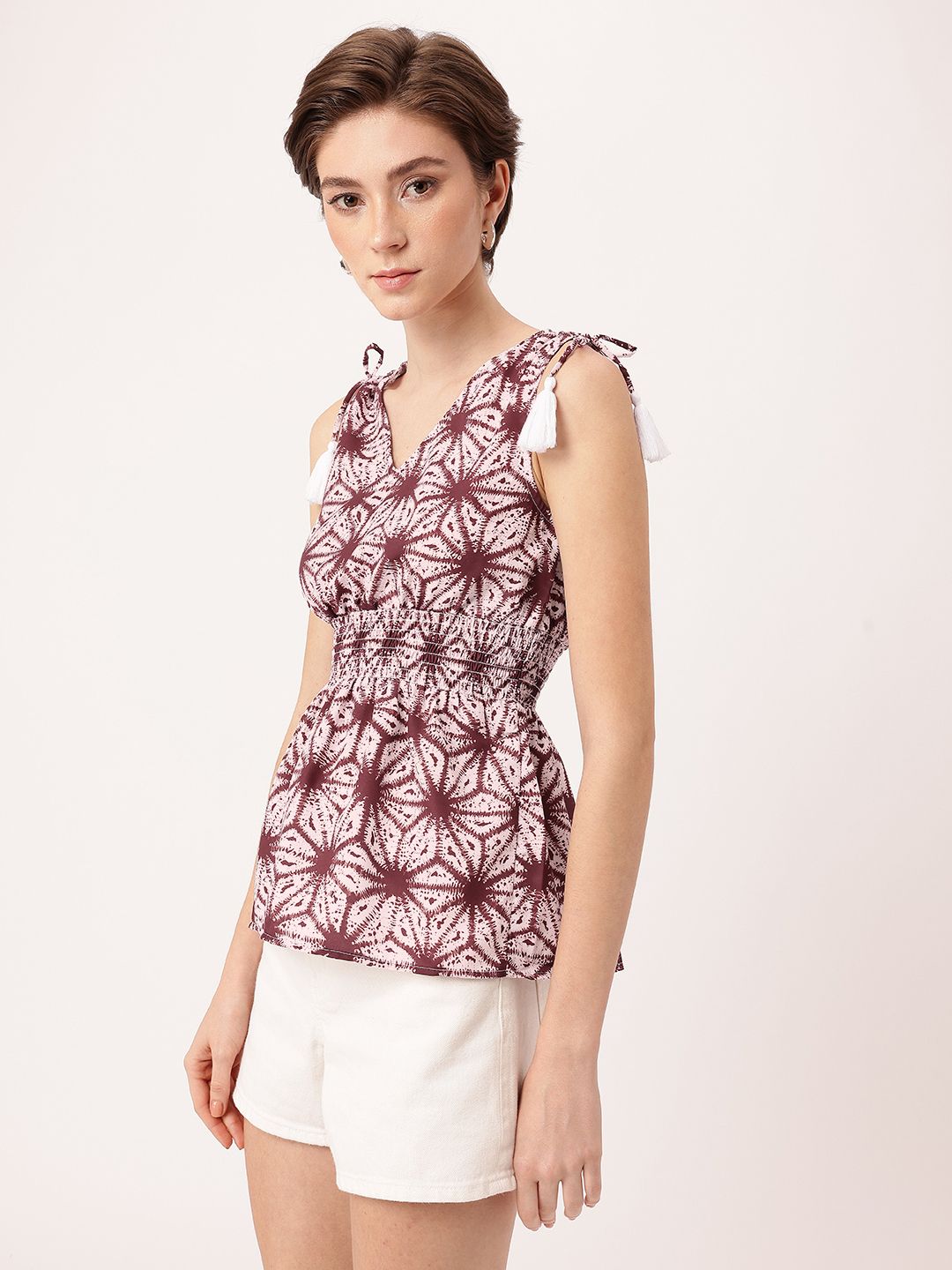 DressBerry Psychedelic Dye Tied Accents Peplum Top