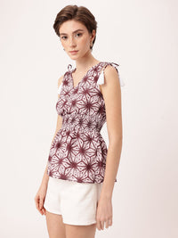 DressBerry Psychedelic Dye Tied Accents Peplum Top