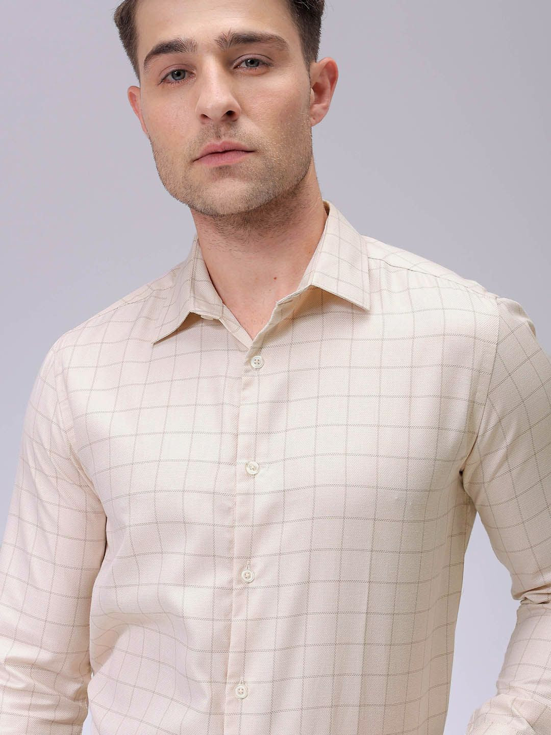 The Indian Garage Co. X Luxe Men Spread Collar Checked Slim Fit Formal Shirt