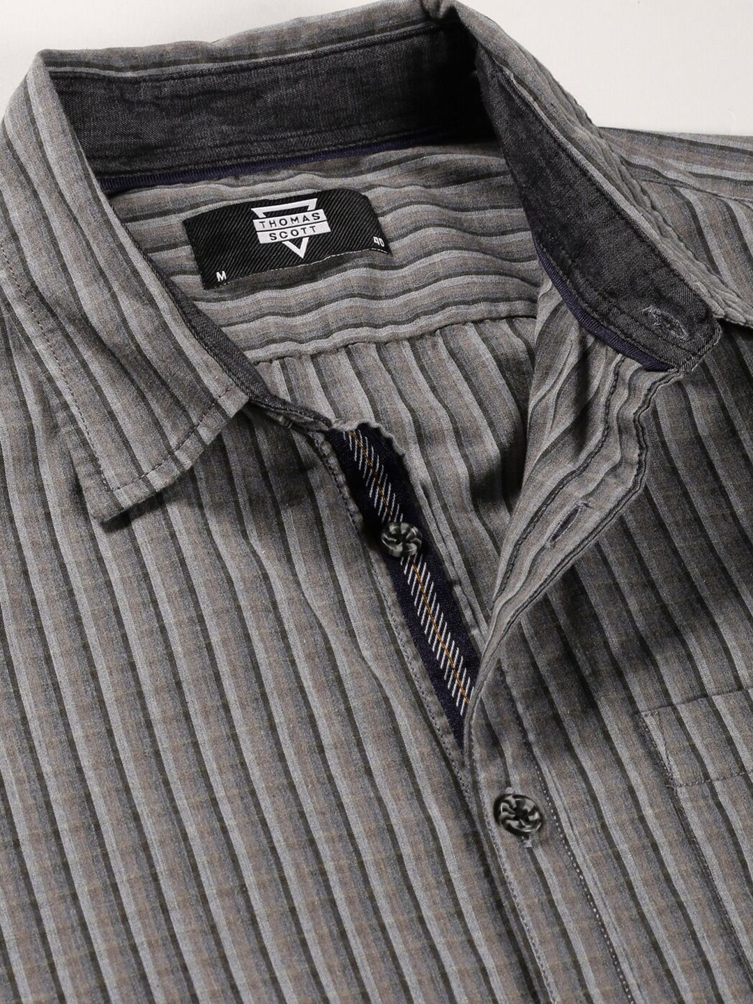 Thomas Scott Classic Slim Fit Vertical Striped Pure Cotton Casual Shirt