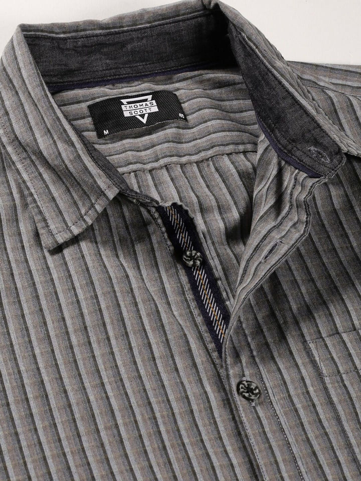 Thomas Scott Classic Slim Fit Vertical Striped Pure Cotton Casual Shirt