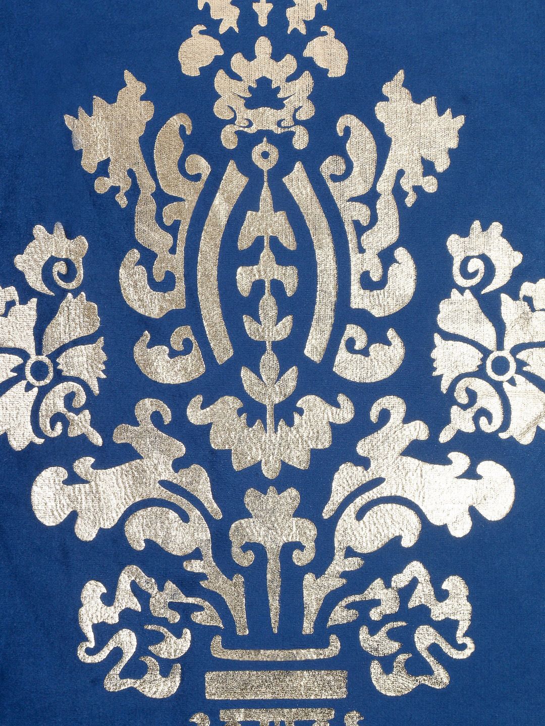HOSTA HOMES Blue & Gold-Toned Set of 5 Floral Velvet Square Cushion Covers