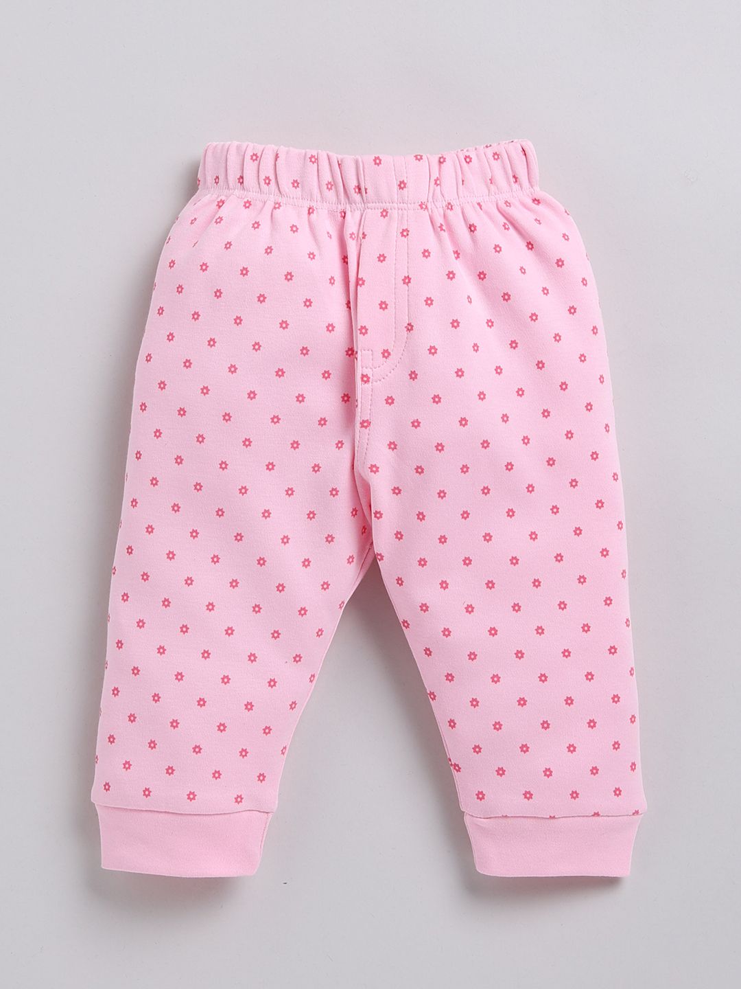 Moms Love Infant Girls Pure Cotton Self Design Top With Joggers