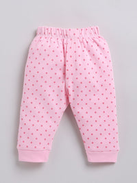 Moms Love Infant Girls Pure Cotton Self Design Top With Joggers