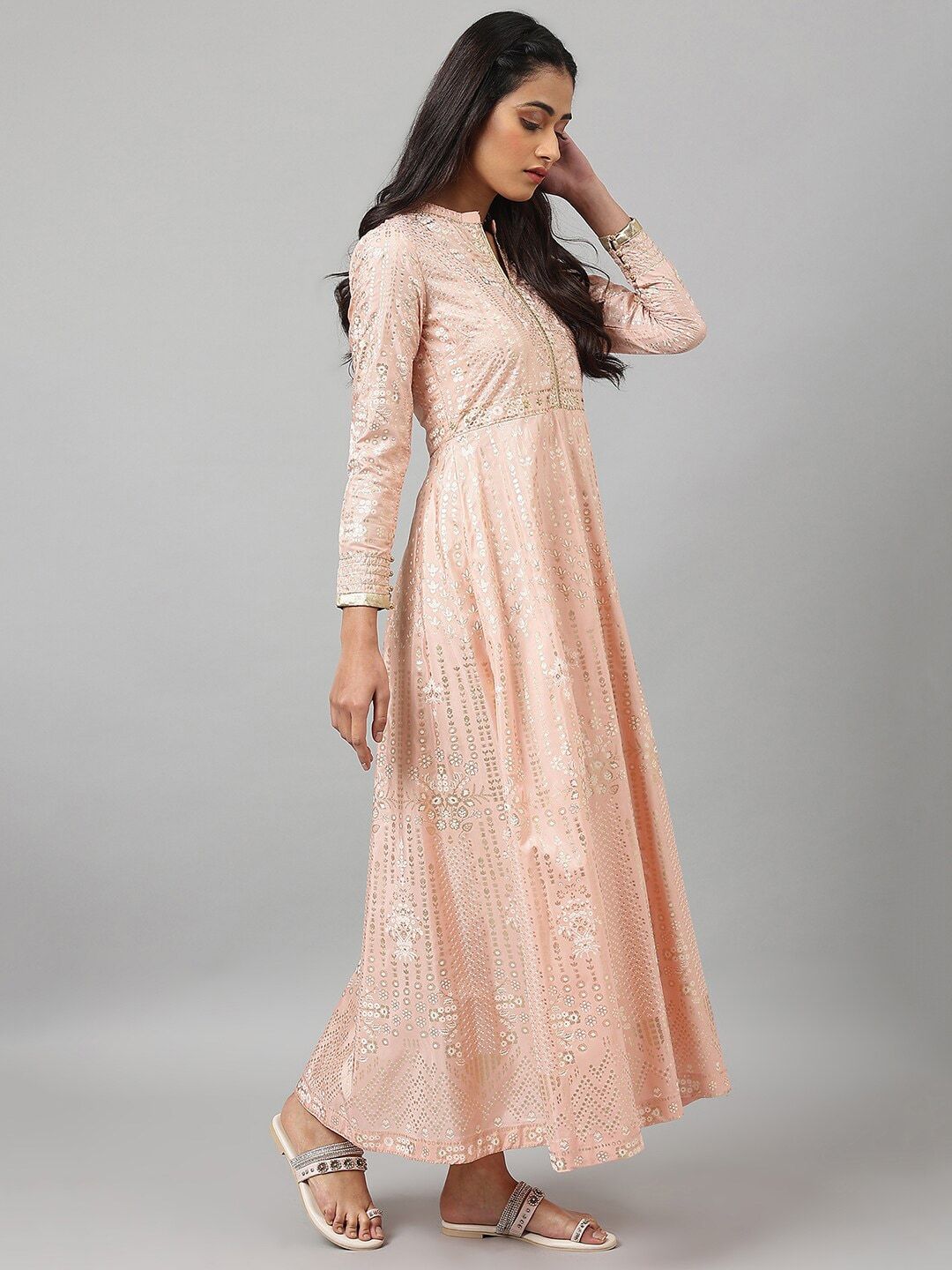 W Women Beige Ethnic Motifs Ethnic Maxi Ethnic Dress