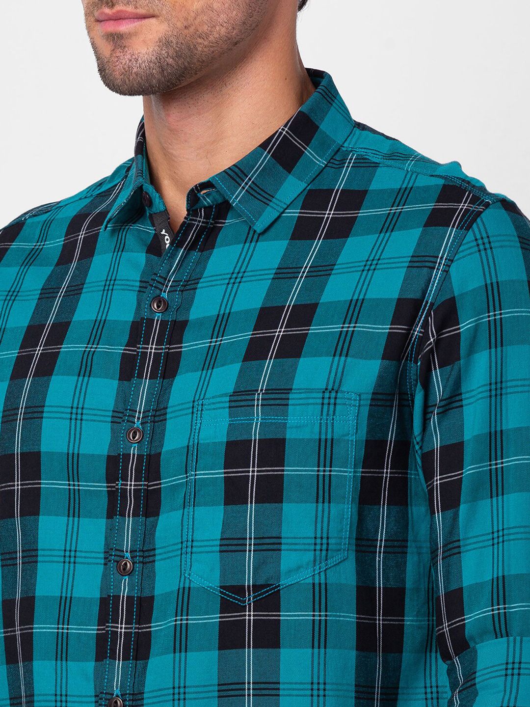 SPYKAR Men Slim Fit Tartan Checks Checked Casual Shirt