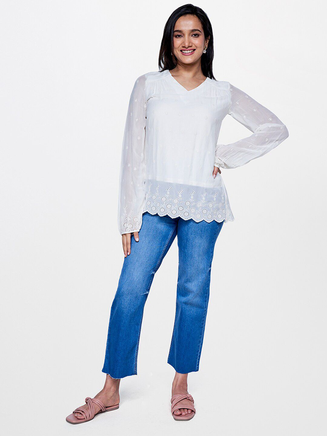 AND Slef Design Puffed Sleeves Top