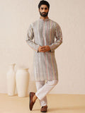 SOJANYA LUXE Kolar Mandarin Sulam Kurta Biasa dengan Piyama