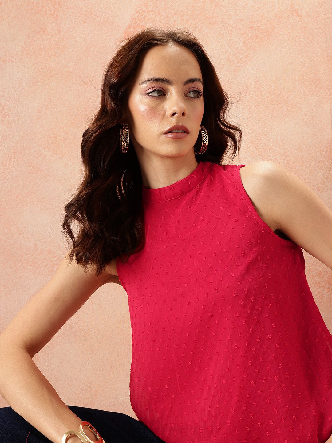 all about you Dobby Textured Sleeveless Top