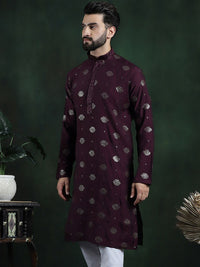 SOJANYA Motif Etnik Bersulam Kolar Mandarin Kurta Lurus Labuci