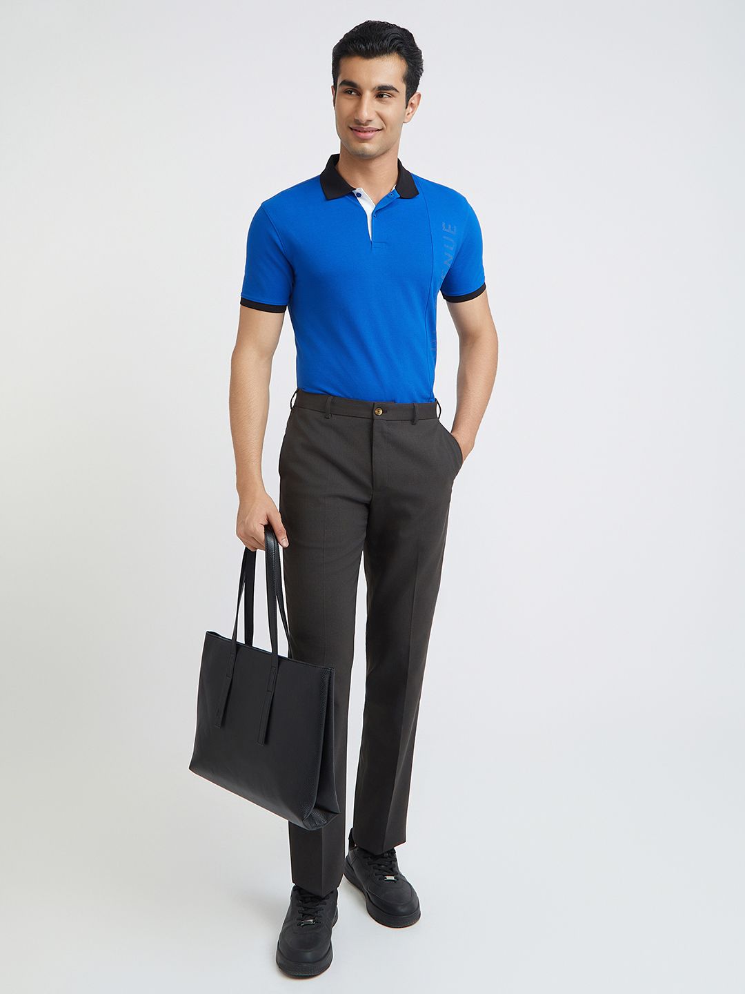 Park Avenue Men Typography Printed Polo Collar Cotton T-shirt