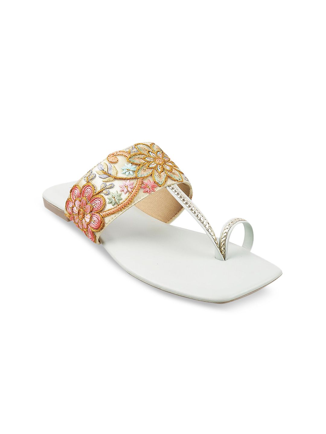 Metro Women Green Embellished One Toe Flats