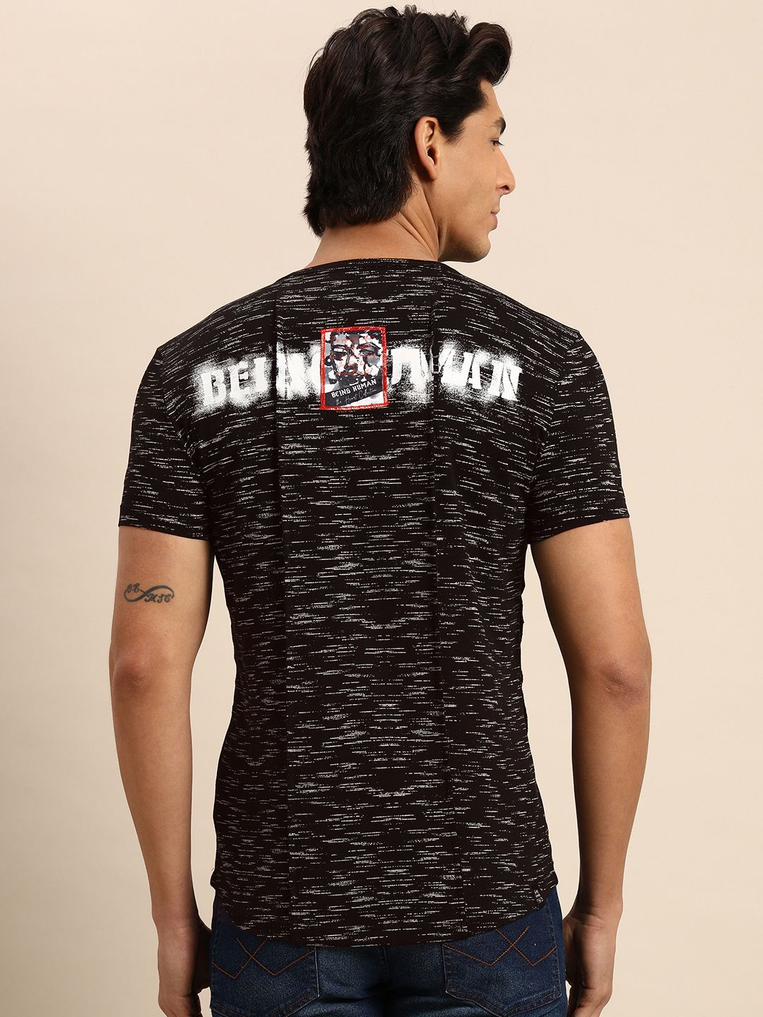 Being Human Men Black Graphic Printed T-shirt