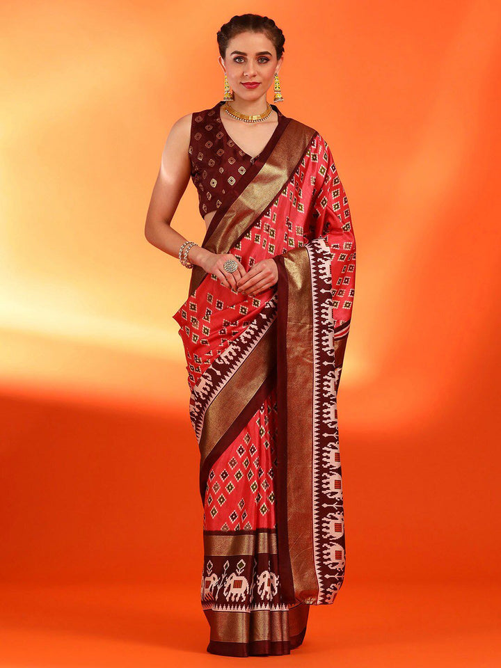 Saree mall Ethnic Motifs Zari Silk Blend Pochampally Sarees