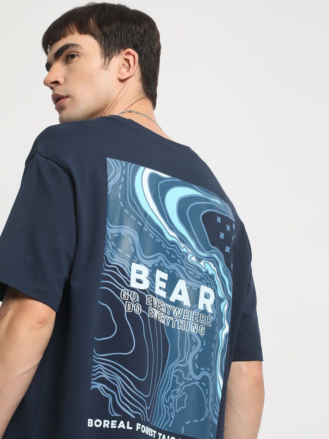 THE BEAR HOUSE Typography Printed Cotton Oversized T-shirt