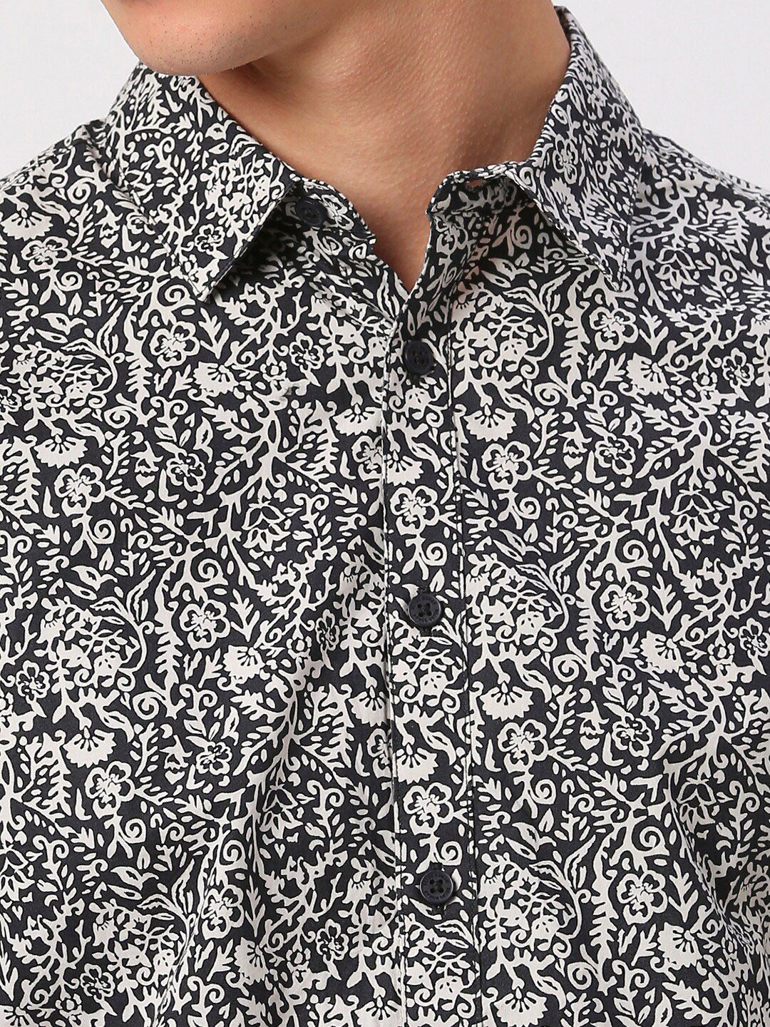 Being Human Floral Printed Pure Cotton Slim Fit Casual Shirt