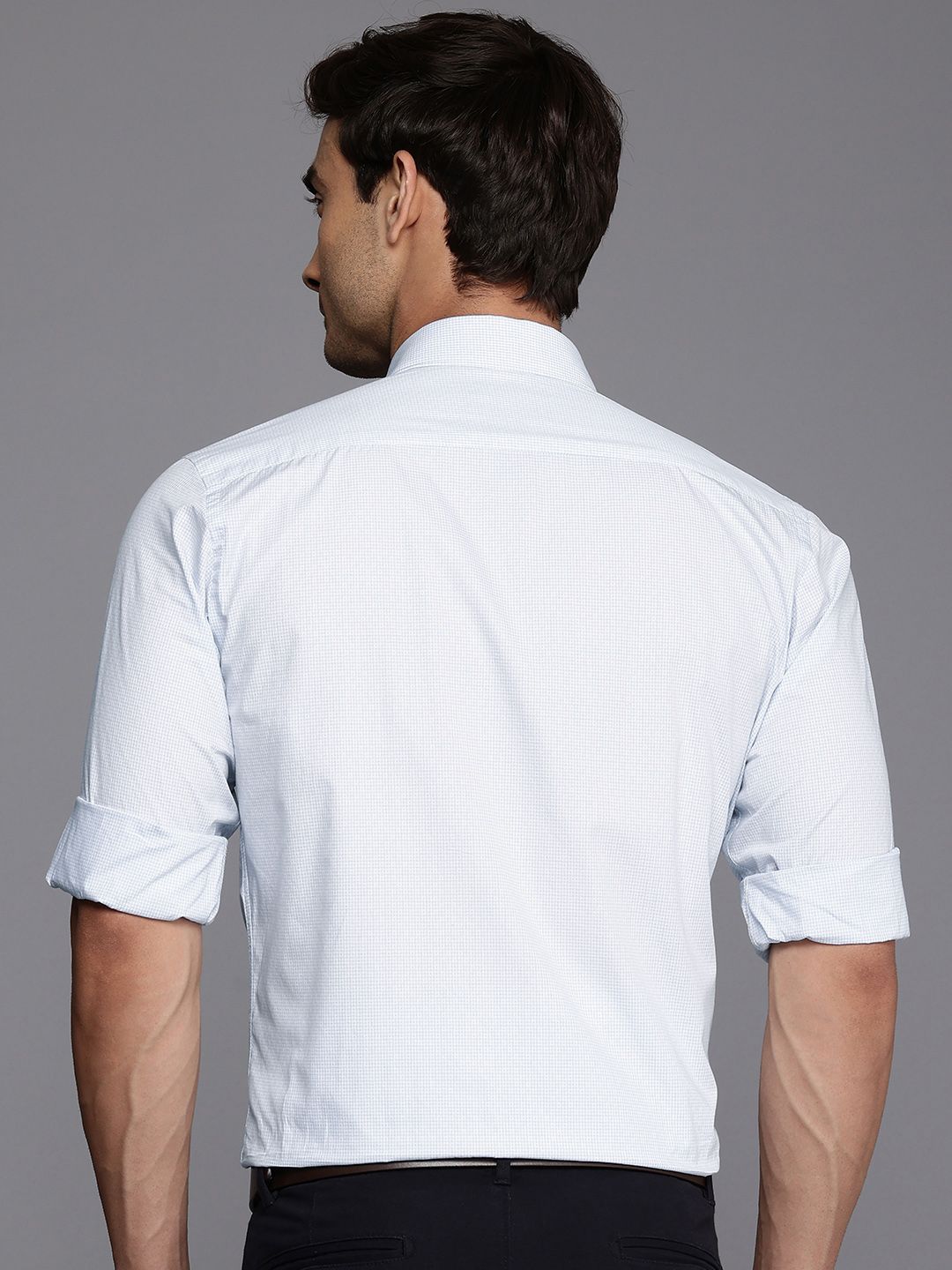 Raymond Pure Cotton Slim Fit Micro Checks Opaque Formal Shirt