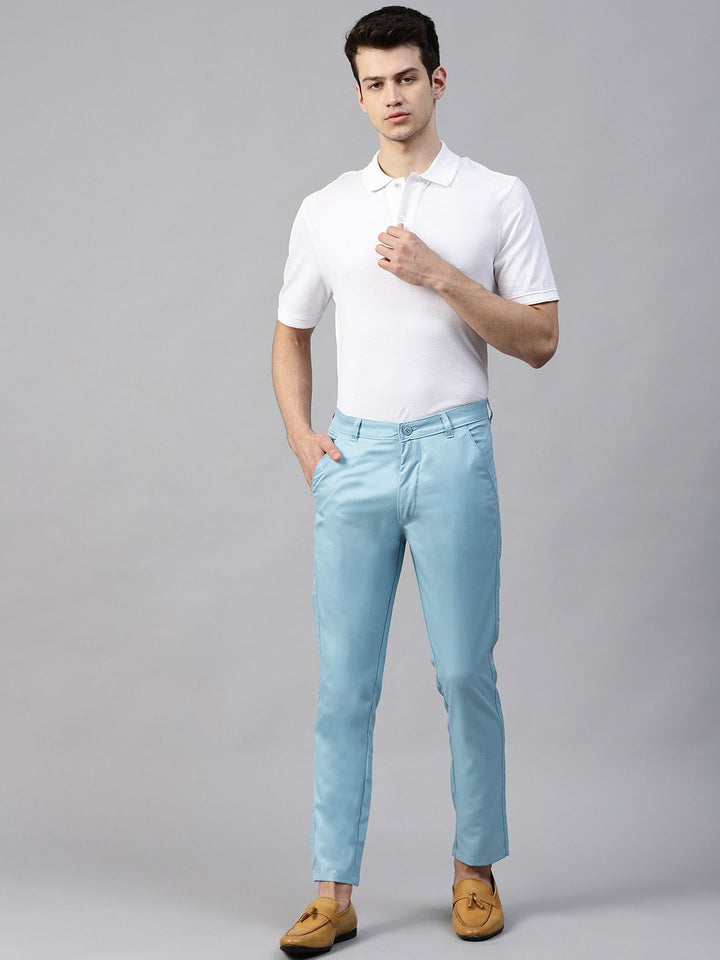 DENNISON Men Blue Smart Tapered Fit Solid Chinos