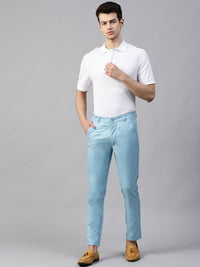 DENNISON Men Blue Smart Tapered Fit Solid Chinos