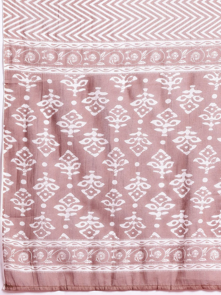 Anouk Floral Printed Pure Cotton Kurta With Trousers & Dupatta