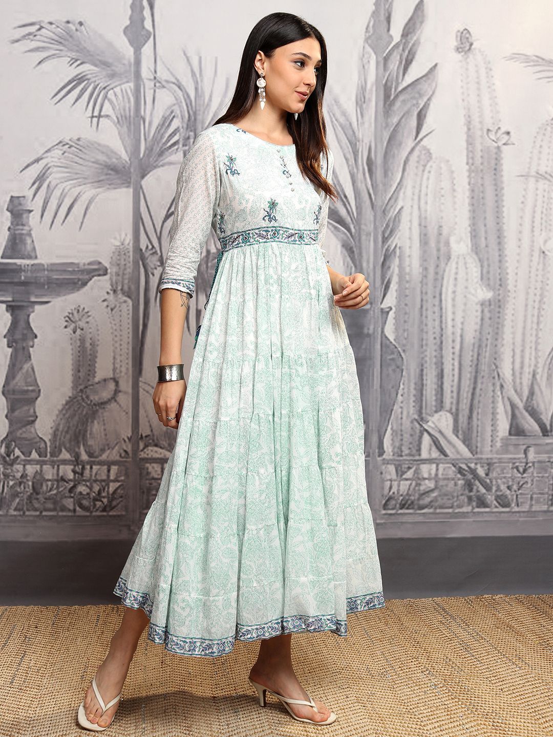 Vishudh Ethnic Motifs Print Maxi Dress